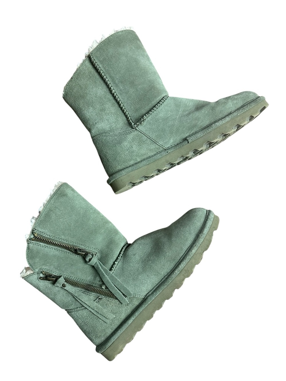 Bearpaw Women’s Mimi Shearling Winter Boots - Sage Green Suede Size 7